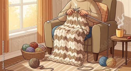 Knitting At Home.