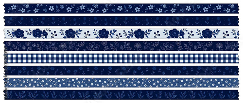 Navy Blue Floral Plaid Decorative Washi Tape