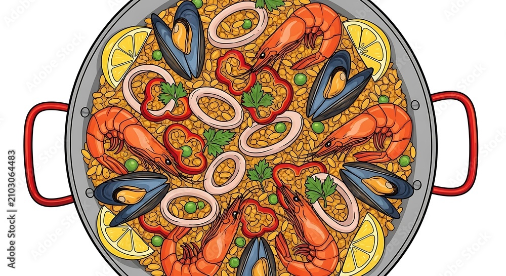 Naklejka premium Paella Dish with Seafood.