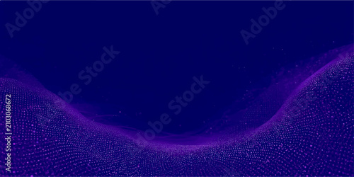 Cuadro en lienzo Abstract Digital Landscape ethereal digital landscape rendered in shimmering purple and deep blue hues, featuring a undulating wave of luminous particles against a dark, expansive backdrop