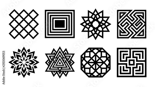 Canvastavla Geometric Patterns Vector Set: Abstract Ornaments, Mandalas, and Labyrinths for