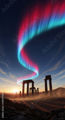 Aurora over ruins. (50)