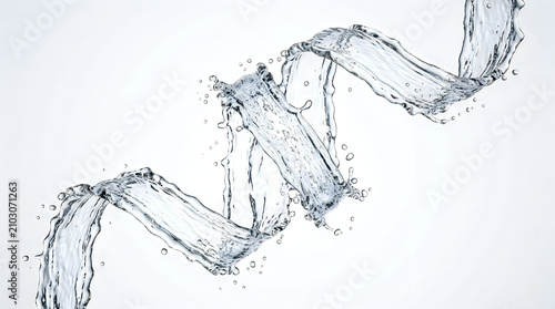 Clear water splash swirling in a dynamic spiral shape
