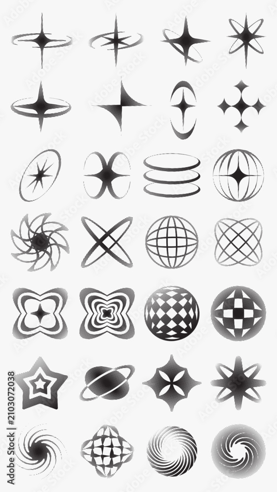 Fototapeta premium Abstract geometric star designs element vector set