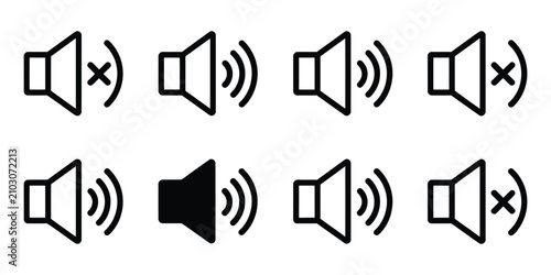 Photos Speaker volume icons featuring mute, sound up, and sound down symbols for user i