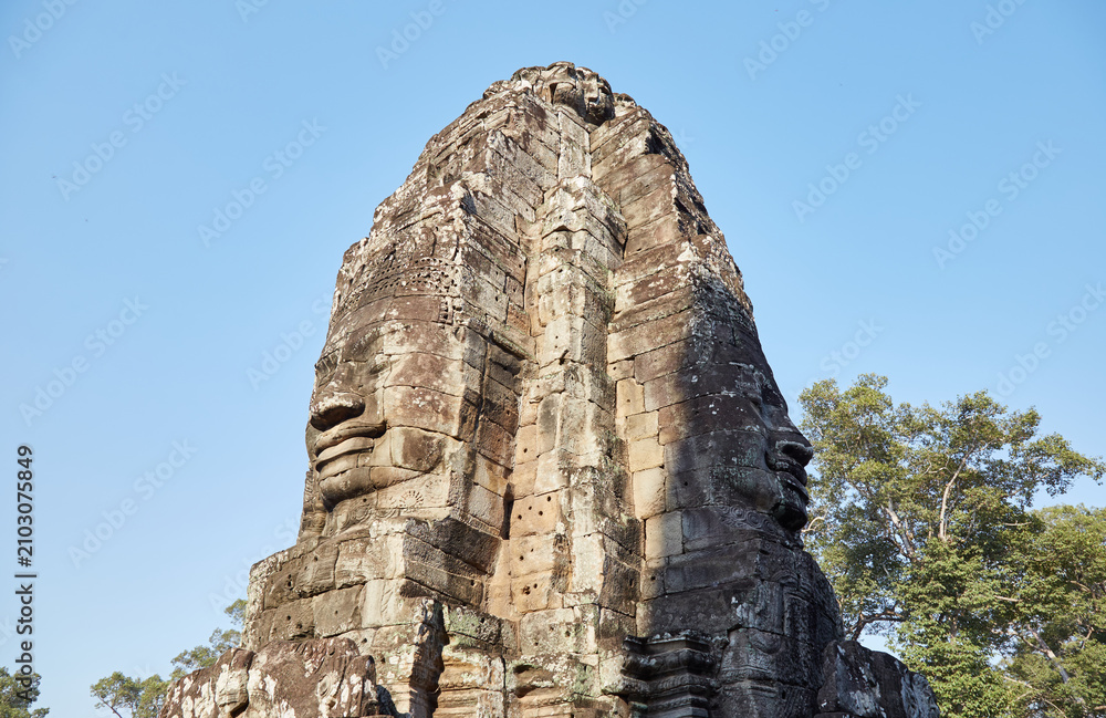Fototapeta premium The stunning Bayon Temple in Angkor, Cambodia, known for its many smiling faces