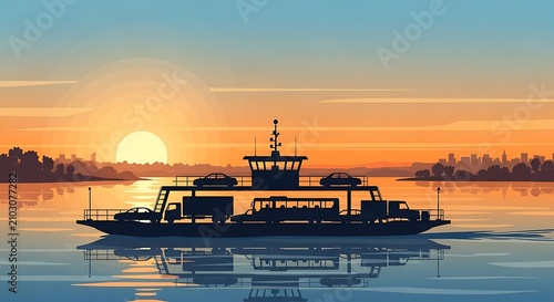 Ferry Boat at Sunset. (4)