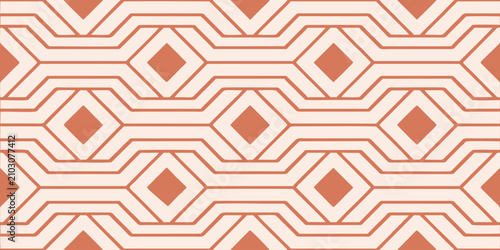 Schilderij op canvas Geometric seamless pattern with terracotta and beige lines