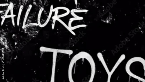 Conceptual Grunge Typography Art with Text Failure and Toys on Dark Textural Background 4K