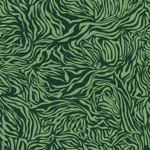 Green Botanical Seamless Pattern with Organic Abstract Leaf Texture, Nature Inspired Vector Background