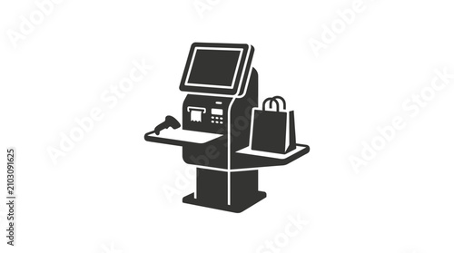 Self checkout system vector icon for retail and shopping.