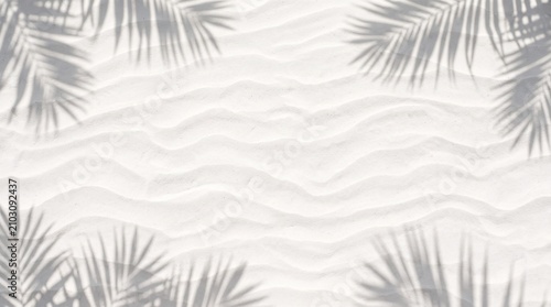 White sand beach background with tropical palm leaf shadows 1