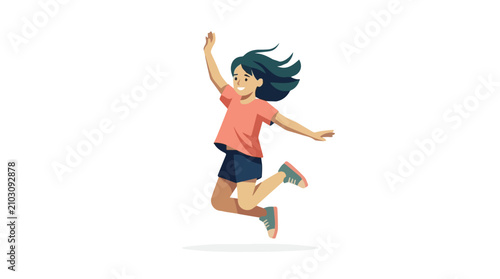 Принти на полотні Joyful girl jumping with
