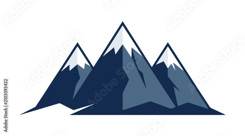 Foto Stylized mountain landscape with sharp peaks and snow caps in dark blue and gray