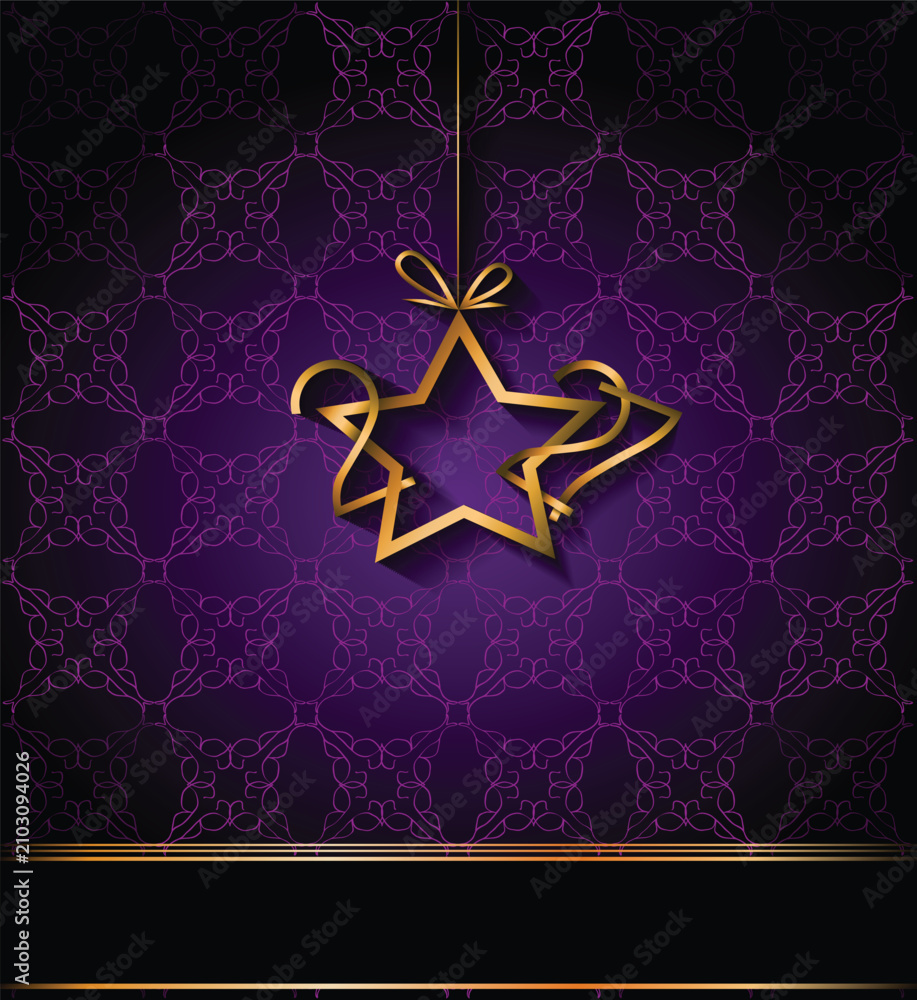 Naklejka premium Luxury Purple 2027 New Year Background with Golden Ornament and Wide Copy Space
