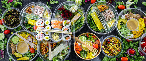Plastic boxes with pre-packaged meals