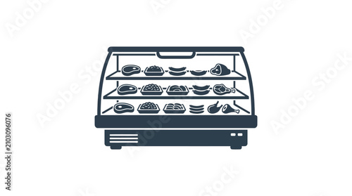 Meat display fridge icon vector silhouette
