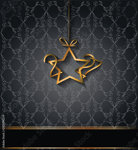 Luxury Grey 2027 New Year Background with Golden Ornament and Wide Copy Space