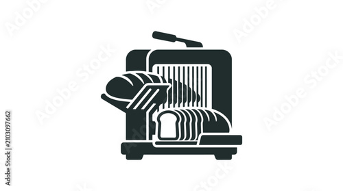 Fotografía Bread slicer machine icon illustration with fresh loaf.