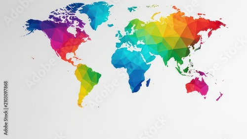 Colorful Low Poly Geometric World Map