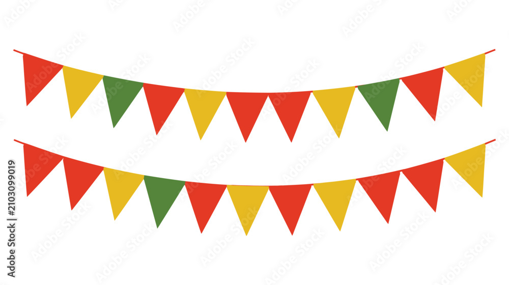 Obraz premium Bunting icon decoration festive triangular flags hanging banner