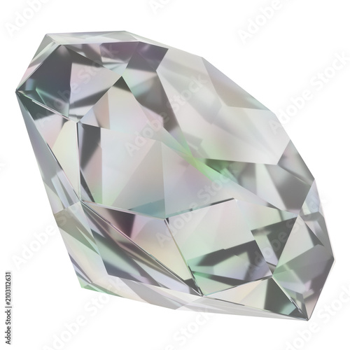 3d Render Large Faceted Clear Diamond Gemstone with transparent background