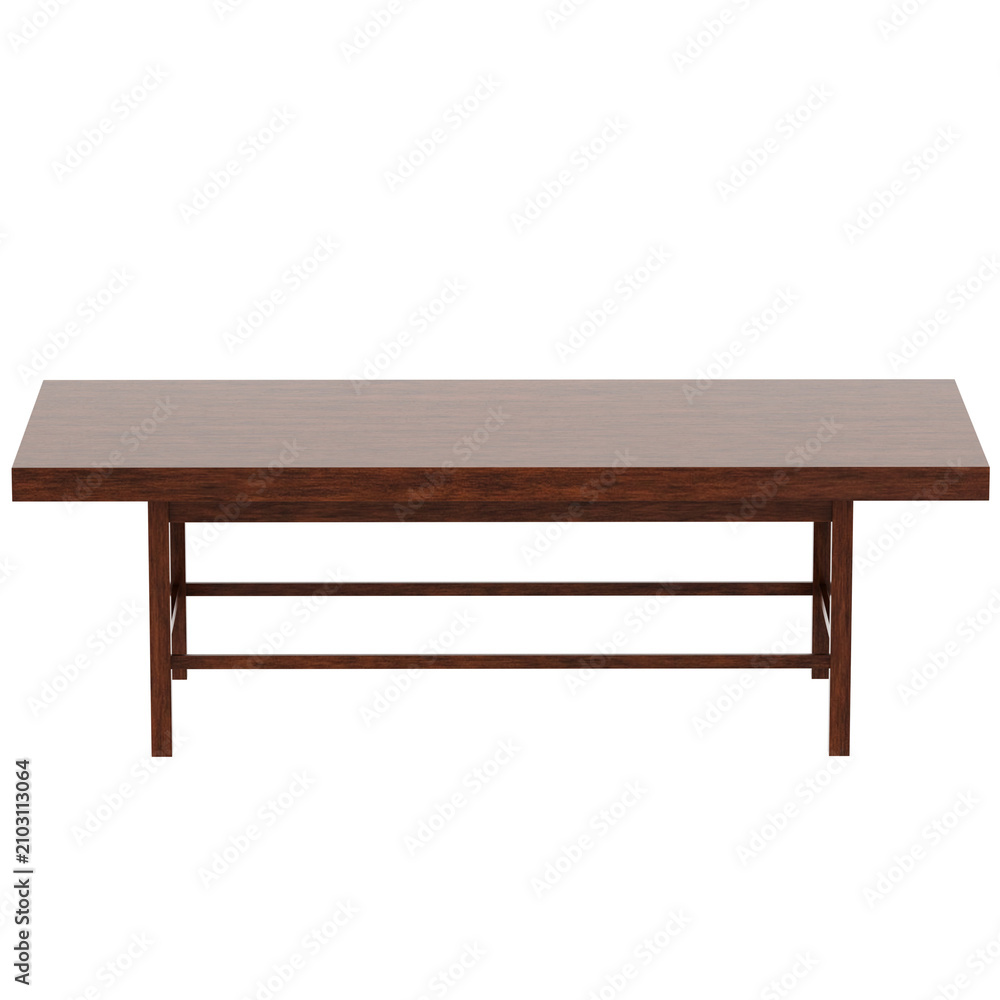 Fototapeta premium 3d Render Simple Rectangular Wooden Coffee Table with transparent background
