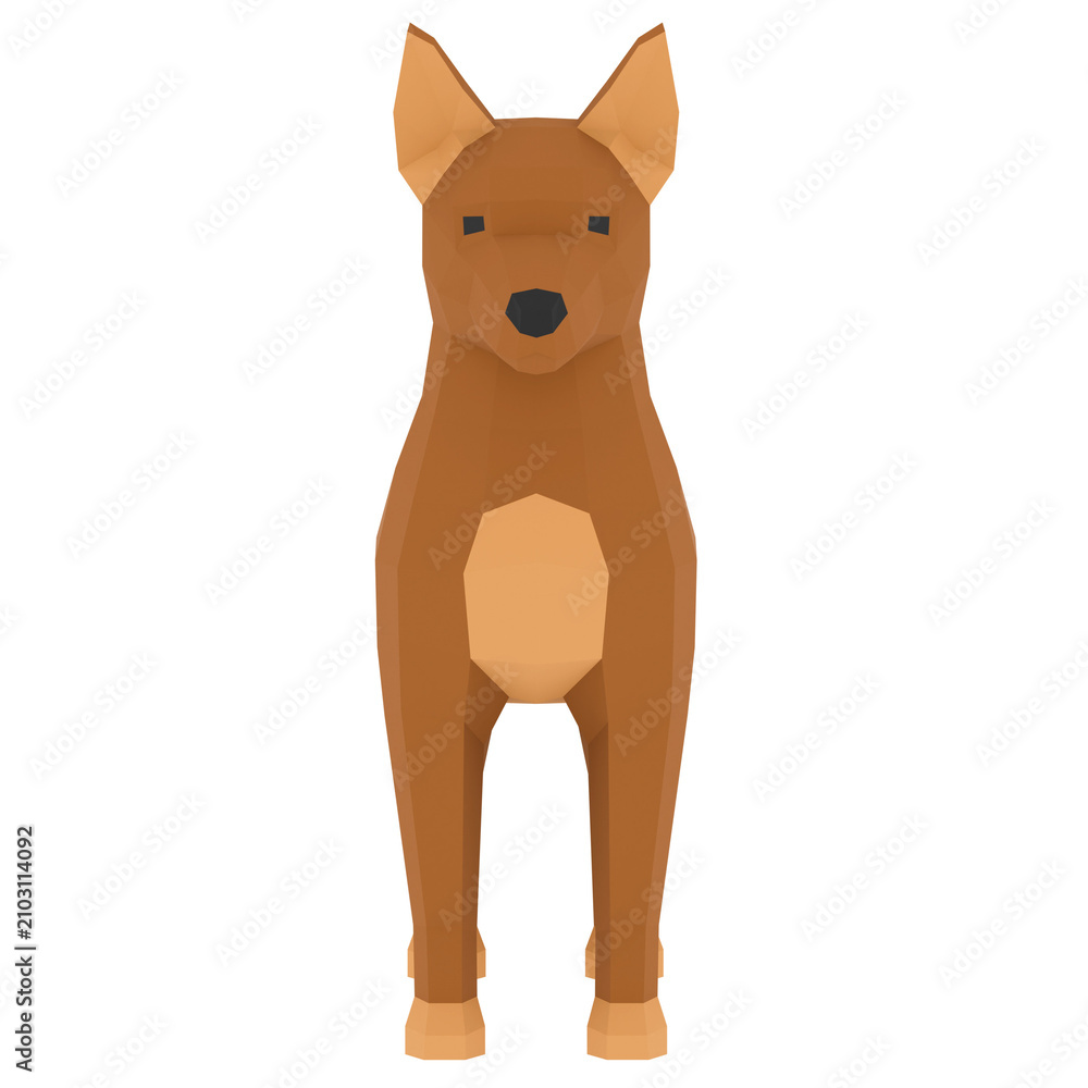 Obraz premium 3d Render Low Poly Brown Shepherd Dog with transparent background