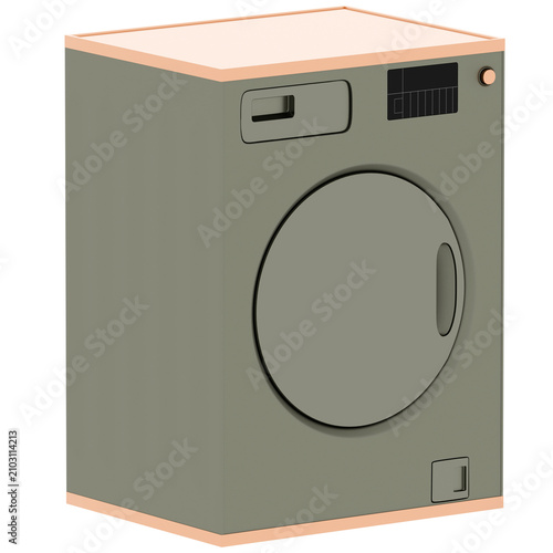 3d Render Modern Gray Front Loading Dryer with transparent background