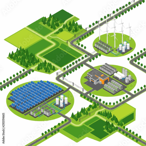 Konstfotografi Solar panels and industrial facilities.