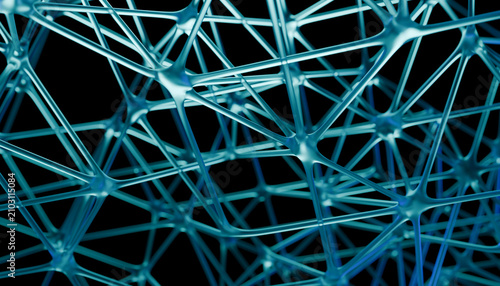 Quadro su tela Abstract network structure with interconnected nodes and lines, showcasing futur