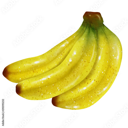 Watercolor Banana Bunch Isolated on Transparent Background