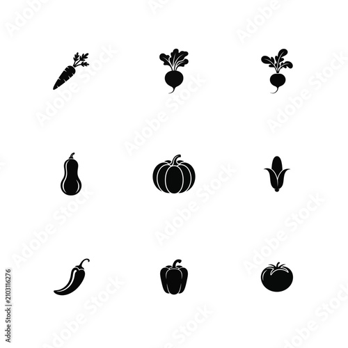 Vegetable vector silhouette bundle