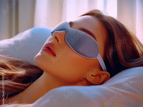 Woman with sleeping mask