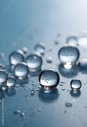 Clear water droplets and sp...