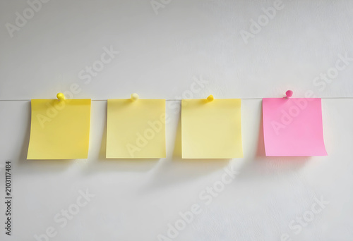 Four blank sticky notes, th...