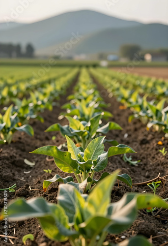 Young green plants growing ...