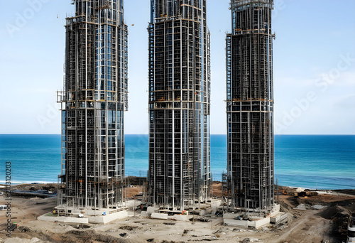 Three modern high-rise buil...