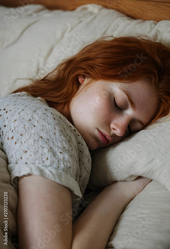 Young woman with red hair s...
