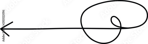 Foto Hand drawn curly loop arrow pointing left minimalist doodle vector graphic eleme
