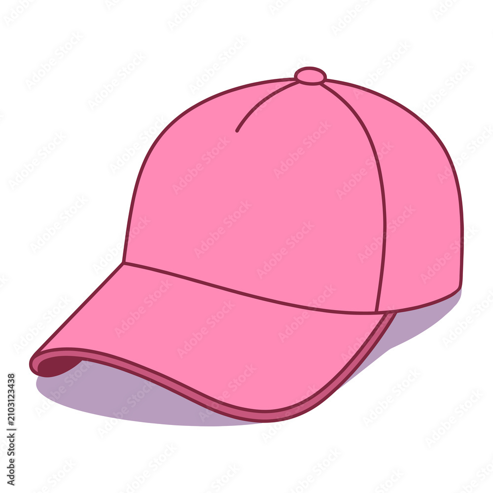 Fototapeta premium Pink baseball cap isolated on white background. Fashion accessory for casual wear and sports styling.