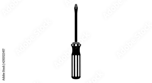 Canvastavla Black Silhouette Of A Phillips Head Screwdriver On A White Background