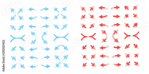 Fotografía Arrow arrangements vector illustration with red and blue color scheme