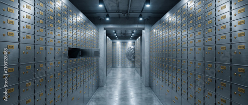 Bank Vault with Safe Deposit Boxes, Secure Financial Storage and Wealth Protection