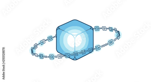 Digital blockchain technology with hex symbol