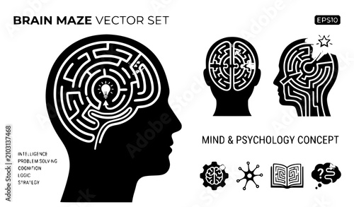 Konstfotografi Create a premium vector illustration featuring 30 unique human head silhouettes isolated on a solid white background