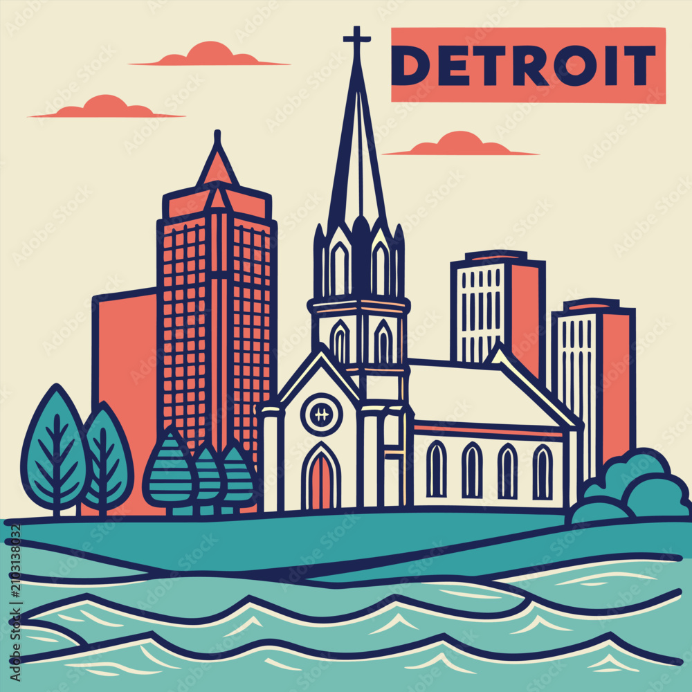 Fototapeta premium Concepts including the Detroit skyline