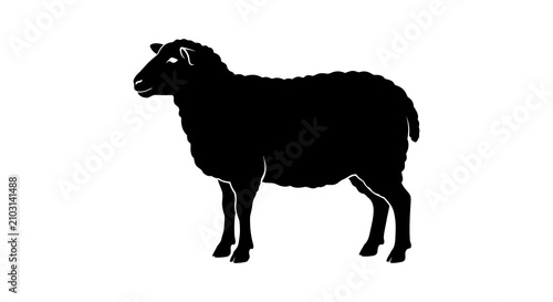 Tablou pe pânză Sheep silhouette on a white background simple animal outline
