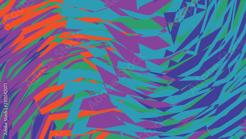 Foto Abstract geometric background with layered shards in vibrant blue purple green and orange colors for dynamic digital graphic design wallpaper