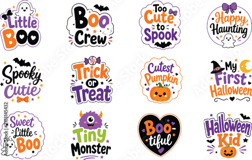 Festive halloween typography cute ghost pumpkin spooky phrases for fall designs